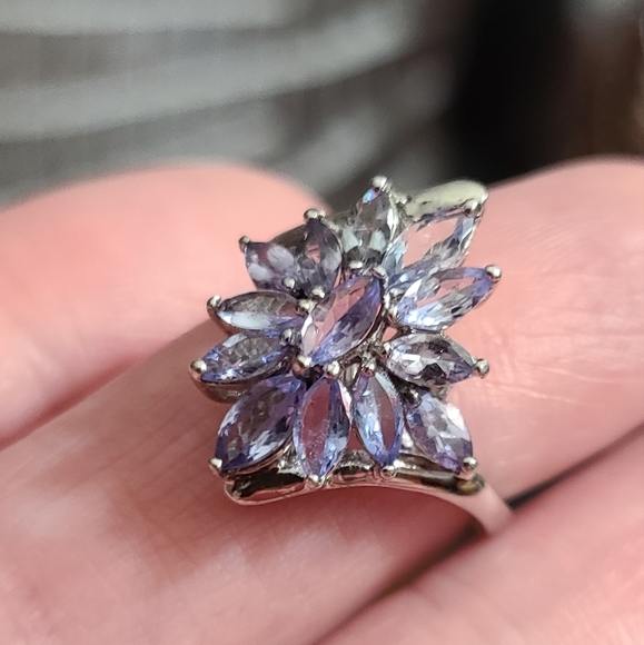 925 tourmaline stauer sterling silver cluster ring lavender purple sz 6 estate - Picture 12 of 16